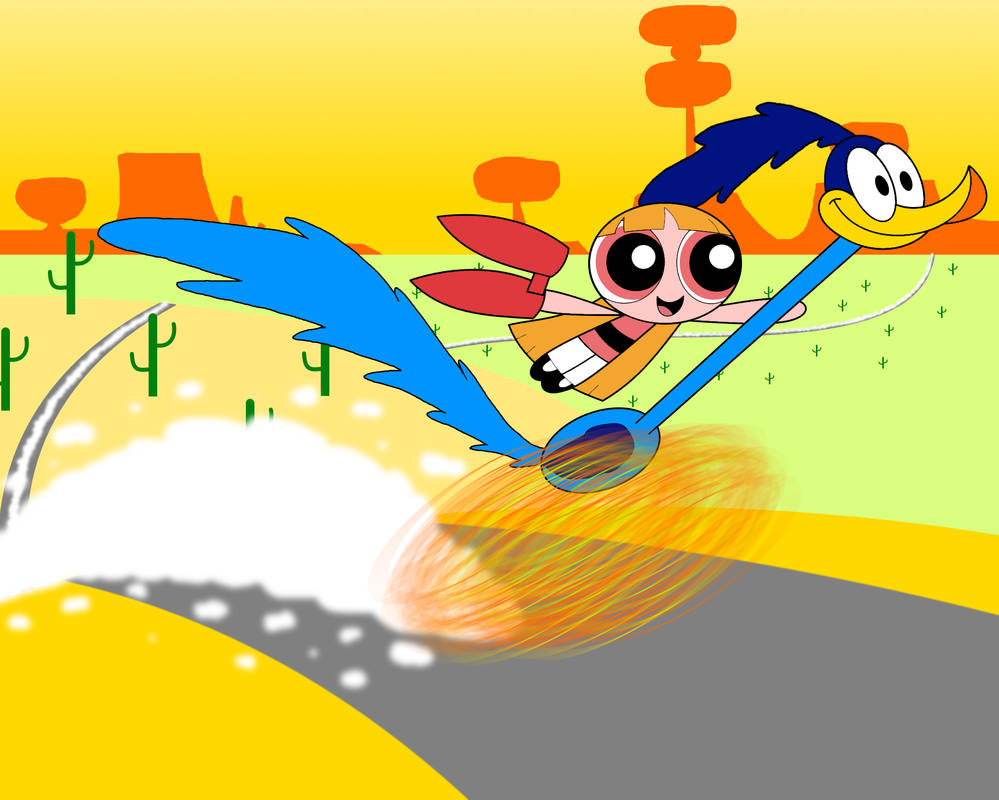 Road Runner Riding Blossom gets a free Road Runner ride by AldrineRowdyruffBoy on DeviantArt