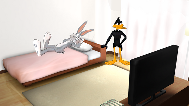 TV time for Bugs and Daffy