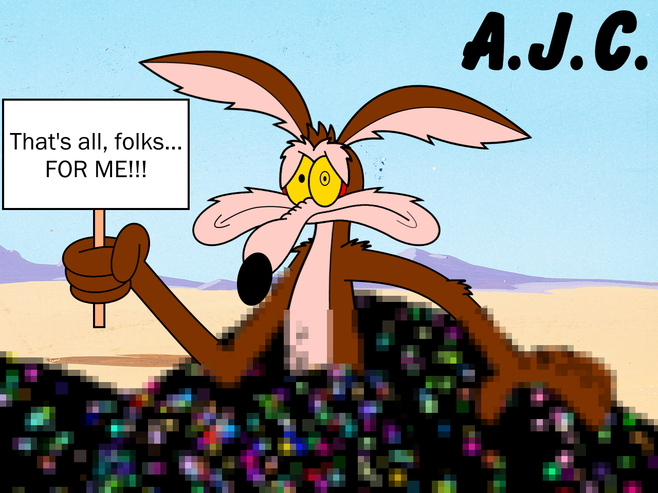 Sucomes Wile E. Coyote succumbs to the Static by AJC-Artworks on DeviantArt