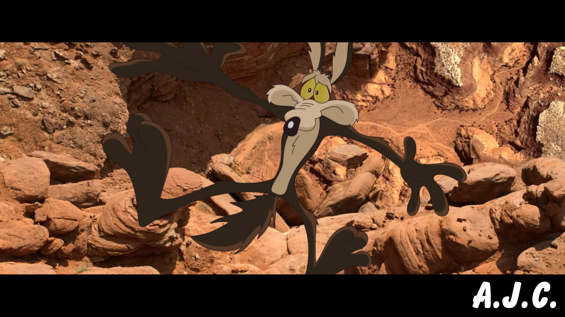 The canyon fall gag in Coyote vs. Acme (FAKE) by AldrineRowdyruffBoy on