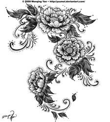 Lace Peonies Tattoo commission