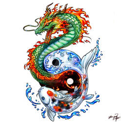Dragon Koi tattoo commission