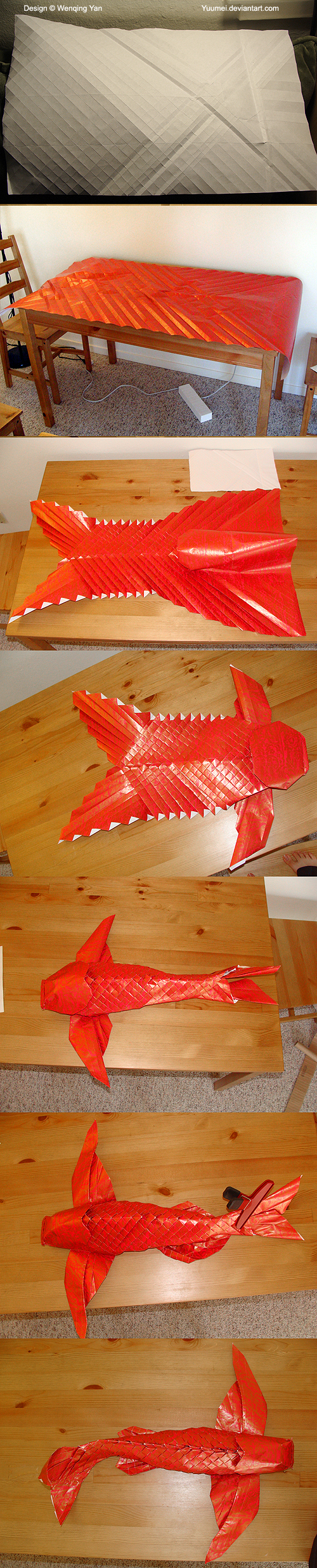 Origami Winged Koi Process by yuumei