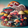 Mushrooms Paper Art Style