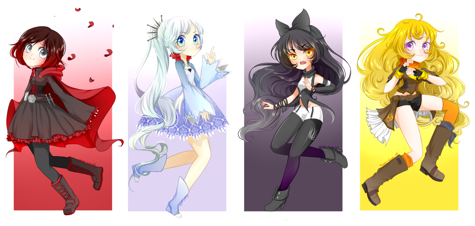 Ruby / Weiss / Blake / Yang by MissElysium on DeviantArt