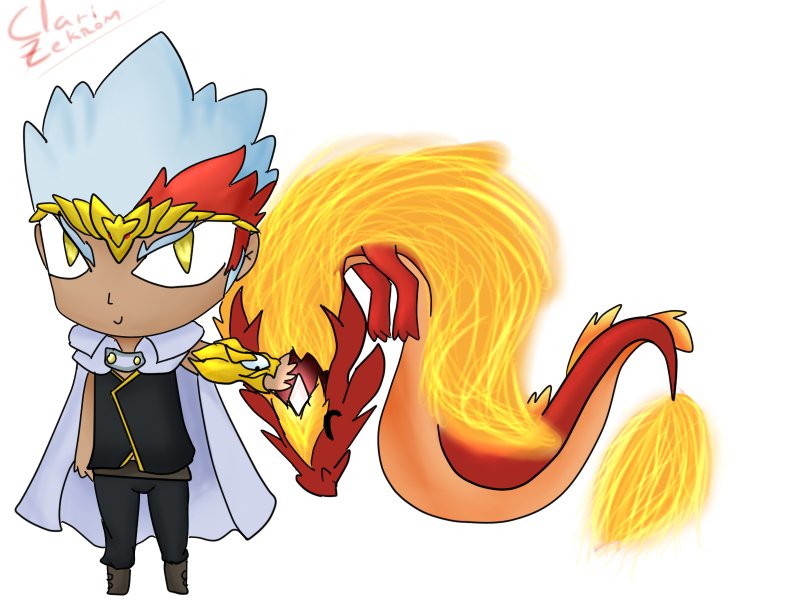 Comision-chibi Ryuga with chibi L-Drago