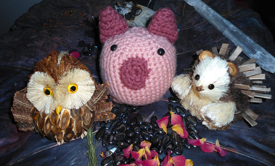 Owl, Mr. Piggy and Hedgehog