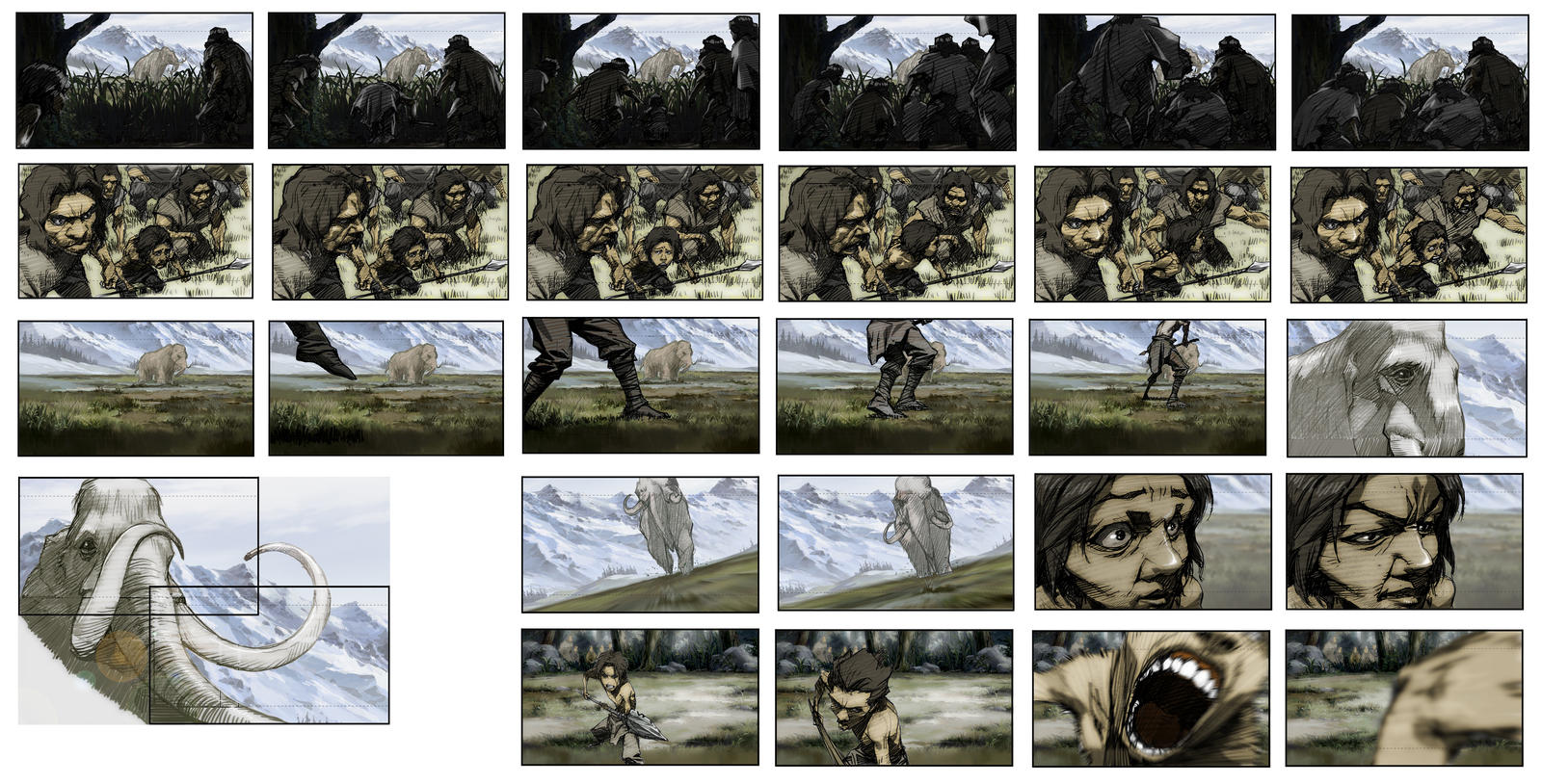 Colored storyboard work