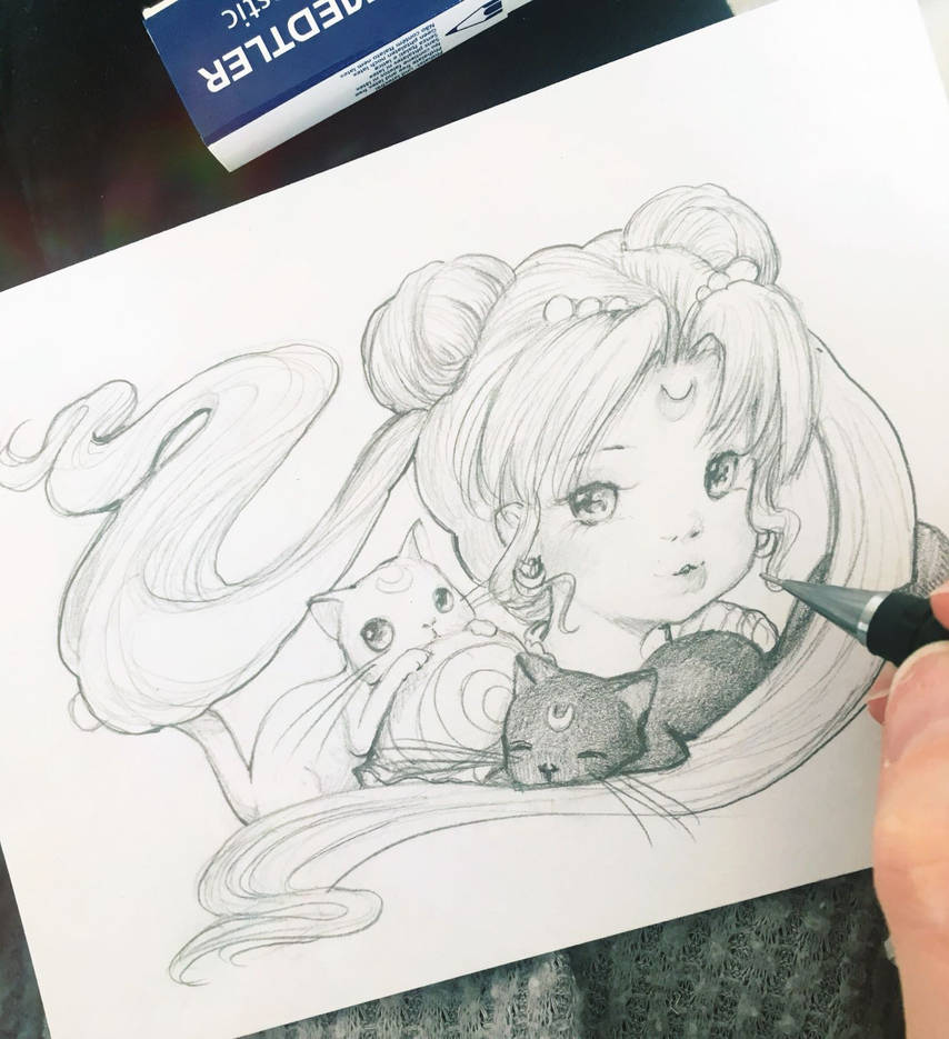 Morning Sketching Sailor Moon by camilladerrico