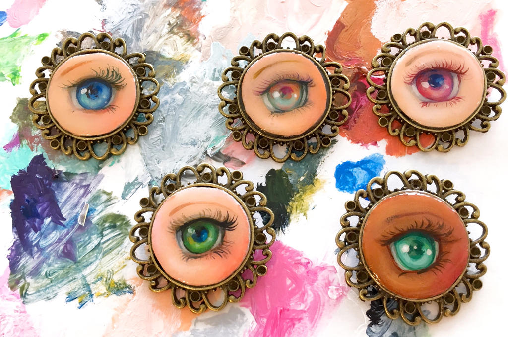 Hand painted lovers eye brooches by camilladerrico