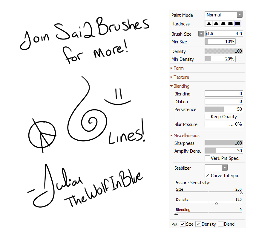 Sai2 Lineart Brush Setting By Thewolfinblue On Deviantart