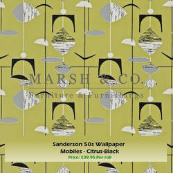 Sanderson 50s Wallpaper - Mobiles - Citrus-Black