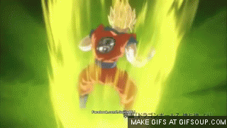 Goku powering up battle of gods gif