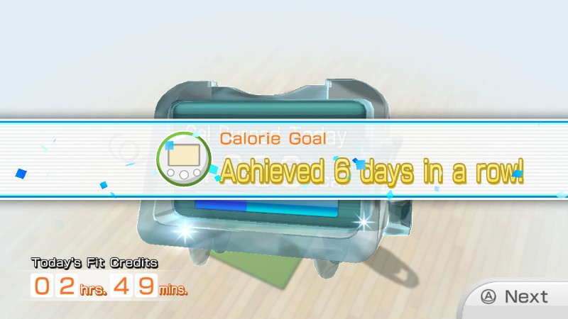 Calorie burning Goal Sixth day in a Row