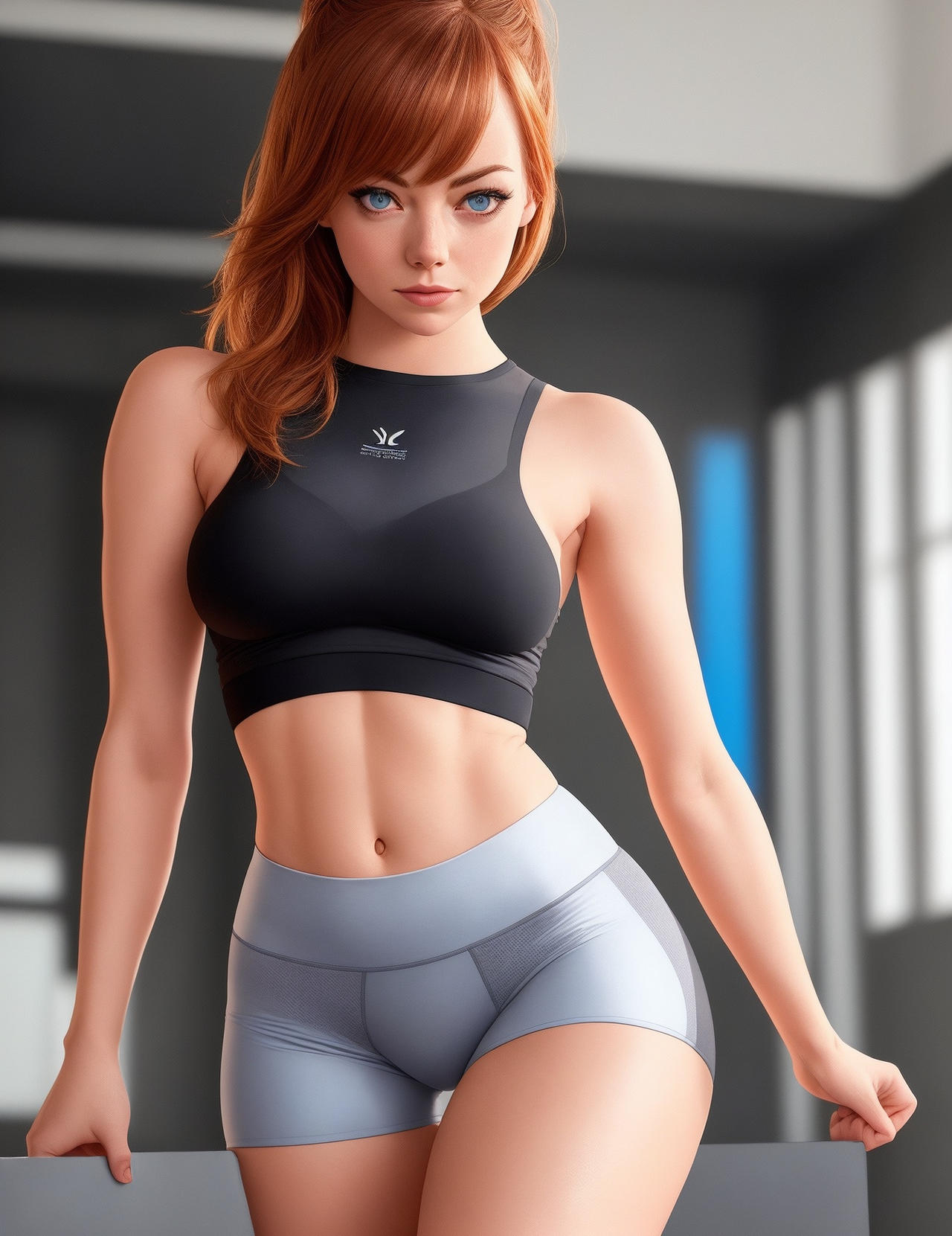 Default tight yoga shorts cameltoe Emma Stone actr by tollan86 on