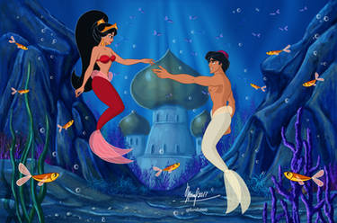 ALADDIN AND JAZMINE UNDER THE SEA