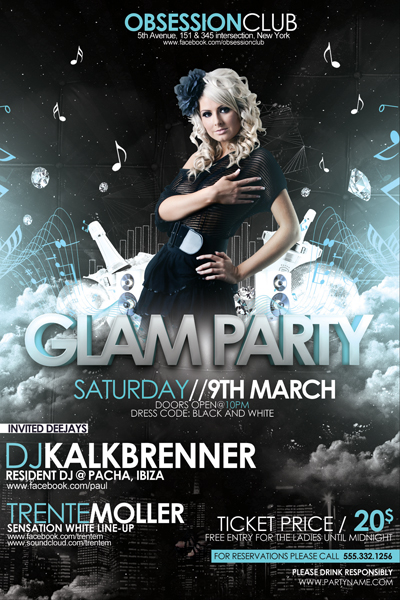 Glam Party Flyer PSD Template