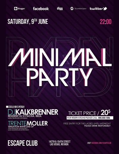 Minimal Party V2 Flyer PSD Template