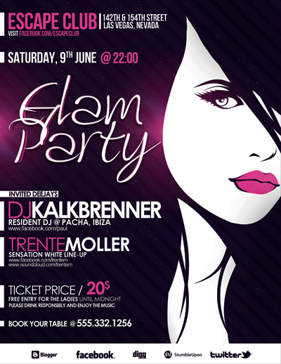 Glam Party PSD Template