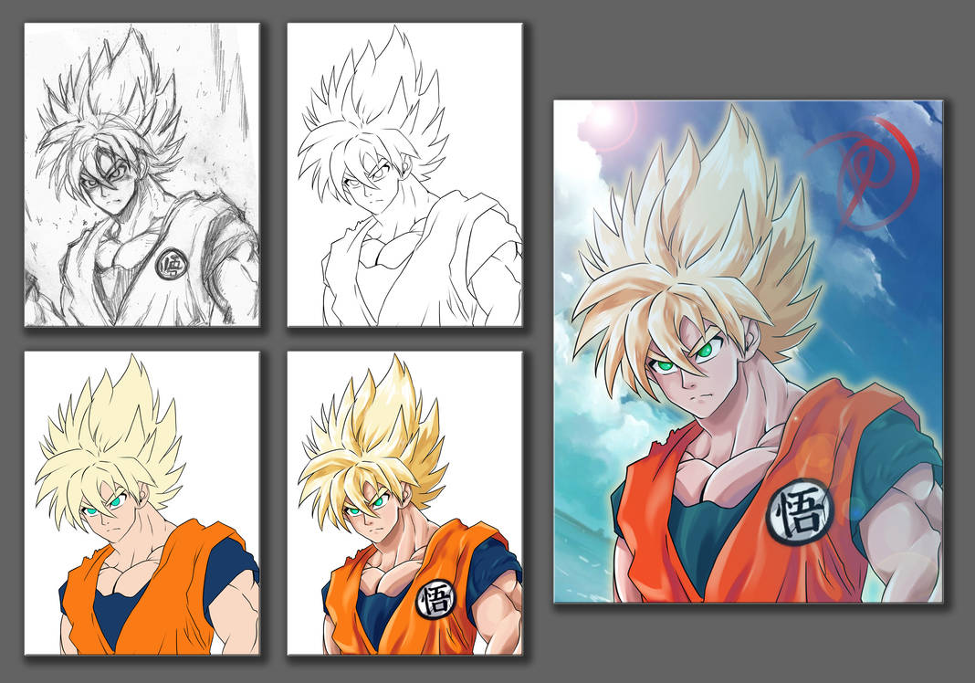 Dragon Ball Z Goku: work process by LotusCorp on DeviantArt