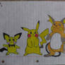 Pichu, Pikachu and Raichu