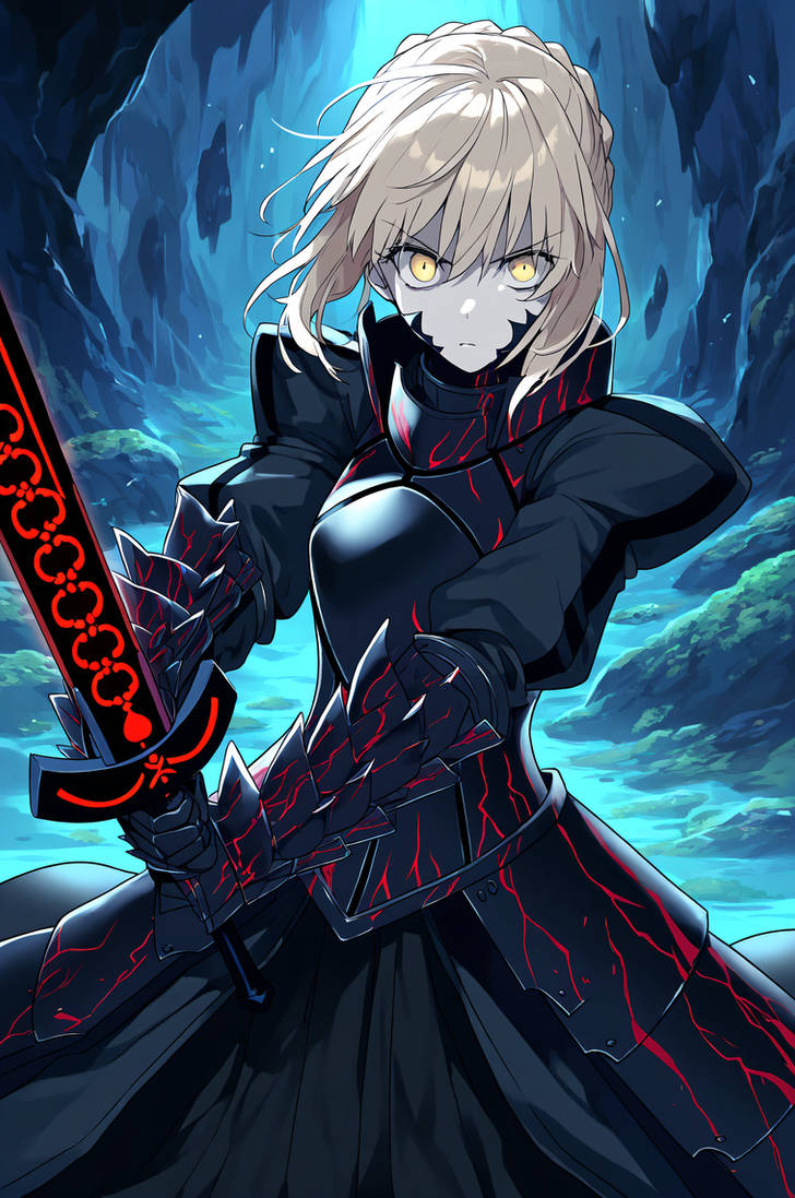 Cool Artoria Alter-chan holding a sword in a cave by Canpon1992X on ...