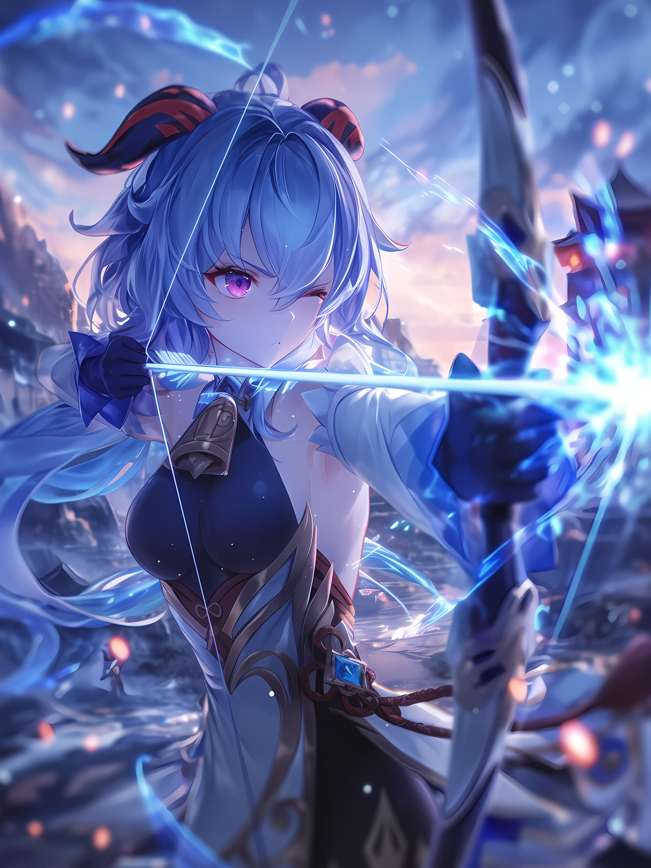 Ganyou Ganyu of Genshin firing a bow and arrow by Canpon1992X on DeviantArt