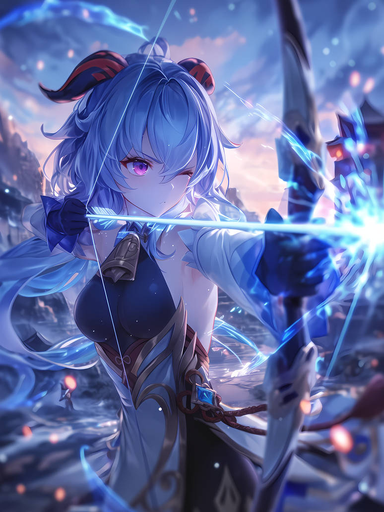 Ganyou Ganyu of Genshin firing a bow and arrow by Canpon1992X on DeviantArt