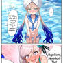 Nemo, looking embarrassed in his sailor swimsuit