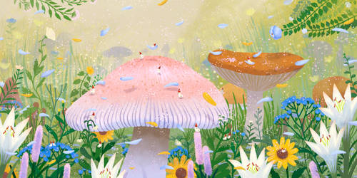 Mushroom Forest in Spring