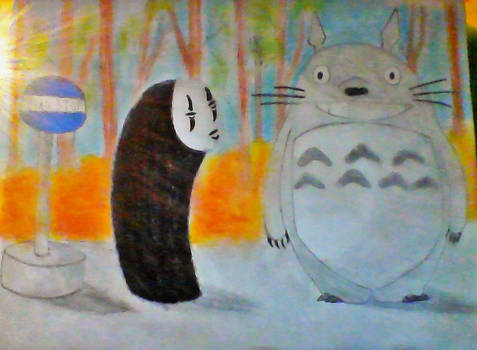 Totoro And No Face Bus-Stop Scene