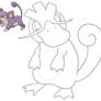 Rattata and Psyduck fusion line art