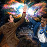 Carl Sagan high-fiving Neil deGrasse Tyson