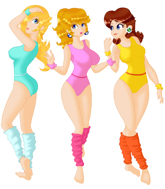 Princesses on 80's aerobic garb