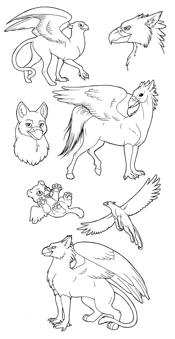 Free gryphon lineart by merrypaws