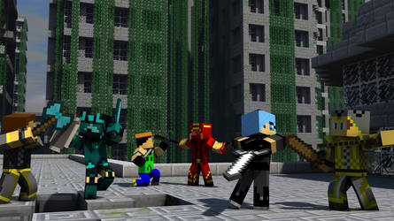 Minecraft Skins battle Wallpaper.PVP Time.