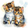 Kittens Watercolor Painting