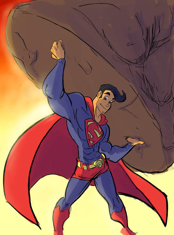 Superman and a Rock