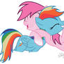 Rainbow Dash and Cat Berry hugging