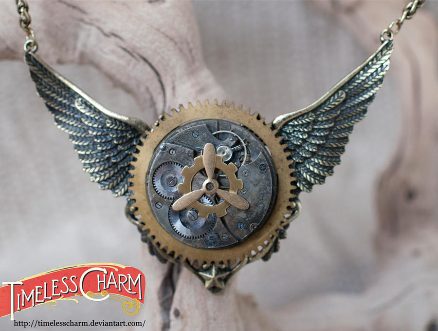 Winged propeller necklace