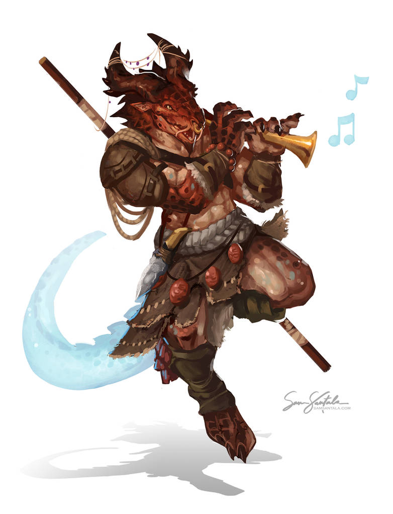 Faeraxx  - Dragonborn Bard by SamSantala