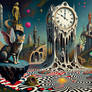 Surreal Landscape with Melting Clock Tower