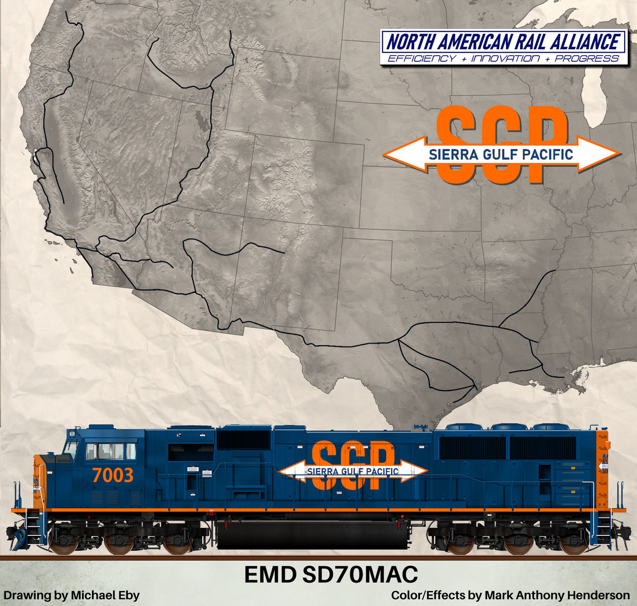 Sd70mac Sierra Gulf Pacific EMD SD70MAC 7003 with Route by Modernesia on DeviantArt