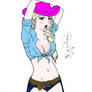 Elsa As A  Cowgirl  Lineart coloured blue jeans