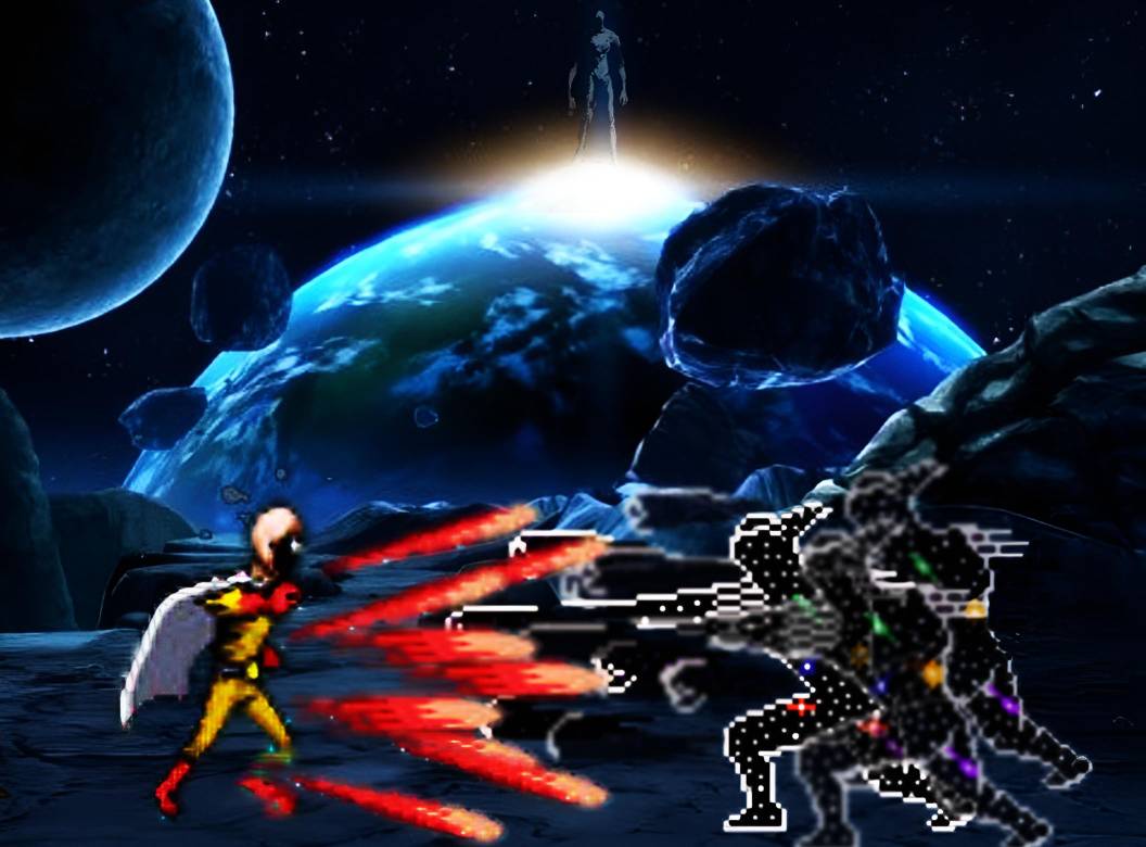 Saitama vs. Cosmic Fear Garou on the Moon by shiori0 on DeviantArt