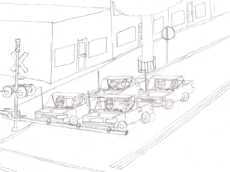 Arthur Characters at Railroad Crossing (Uncolored) by WillM3luvTrains ...