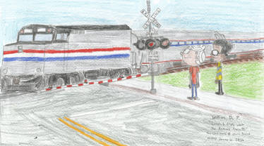 Lincoln and Clyde waiting for Amtrak Train 3
