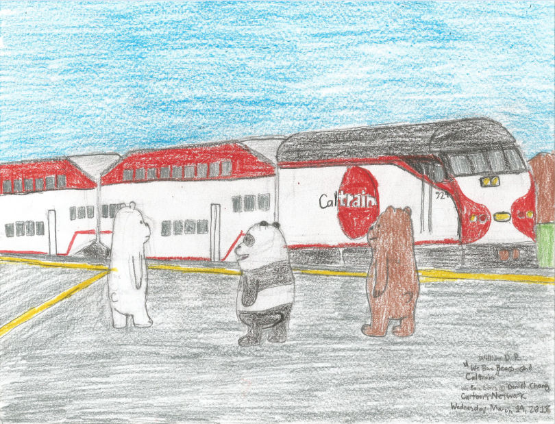 We Bare Bears and Caltrain Train Drawing by WillM3luvTrains on DeviantArt