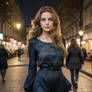 Parisian Chic: Elegant Woman Strolls Through Illum