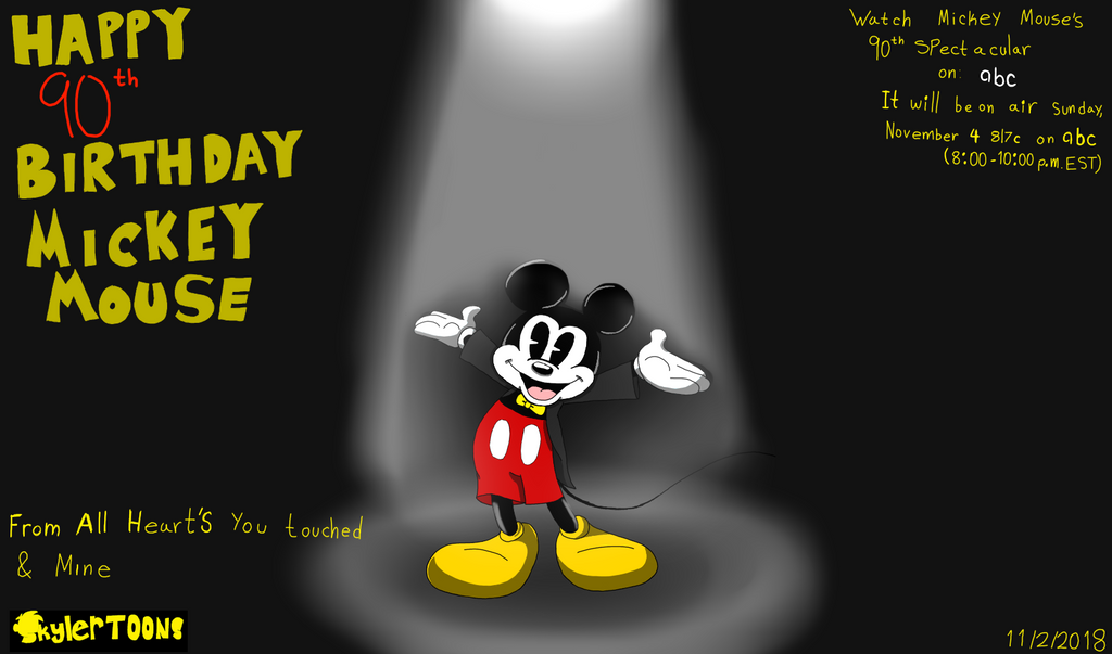 Happy 90th Birthday Mickey Mouse by skylertoons on DeviantArt Happy 90th Birthday Mickey Mouse by skylertoons on DeviantArt